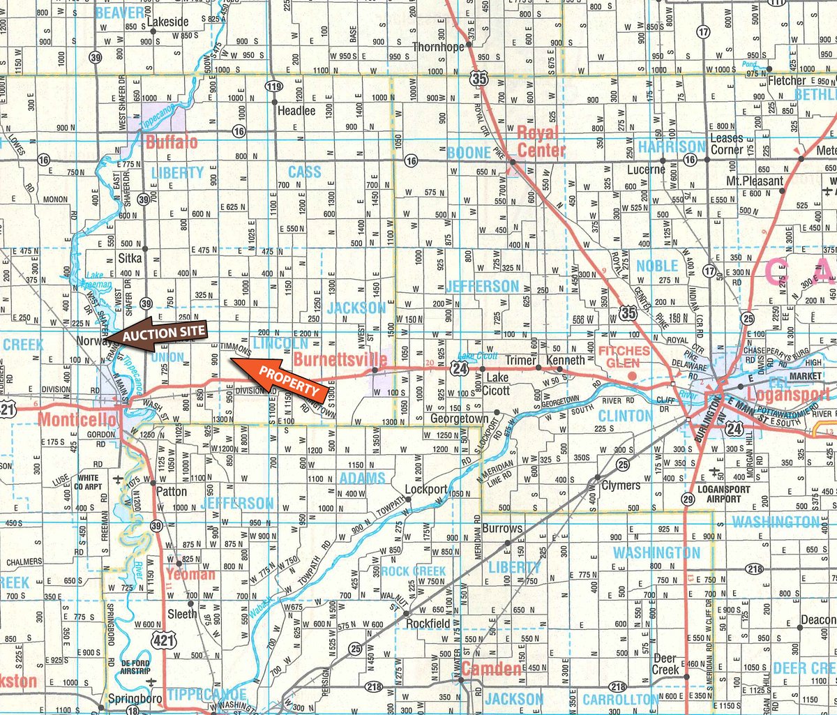 Area map - LAND AUCTION - 180+/- ACRES OFFERED IN 5 TRACTS IN WHITE COUNTY, INDIANA